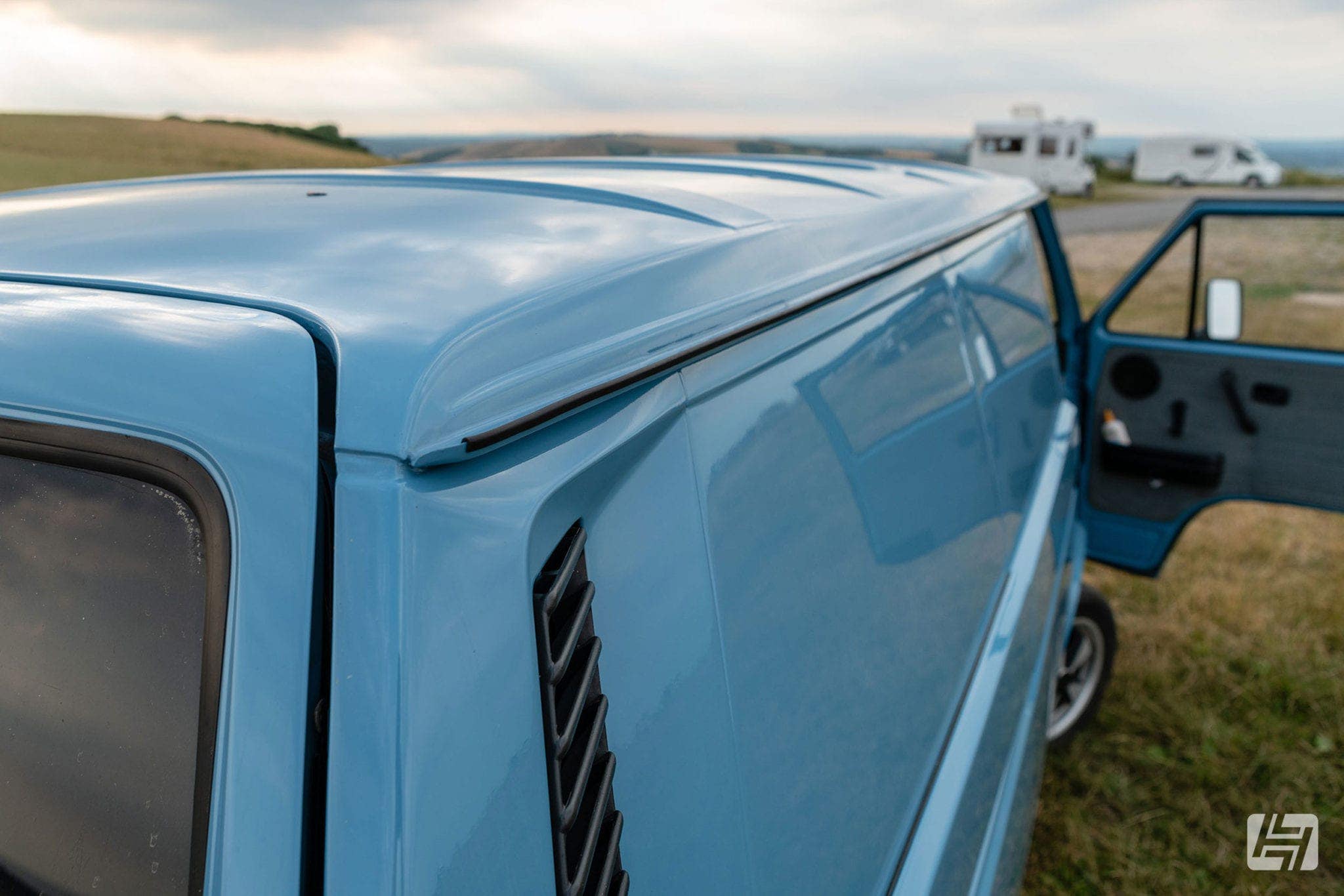 Close up of VW Type 25 rear gutter and engine vents